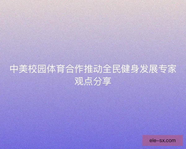 中美校园体育合作推动全民健身发展专家观点分享