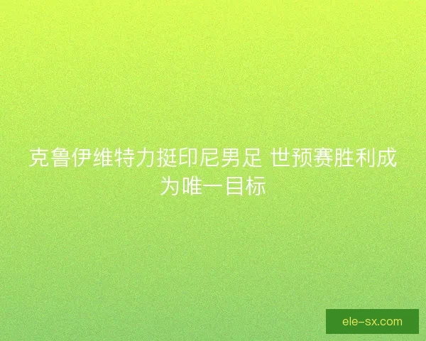 克鲁伊维特力挺印尼男足 世预赛胜利成为唯一目标
