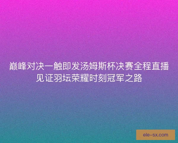 巅峰对决一触即发汤姆斯杯决赛全程直播见证羽坛荣耀时刻冠军之路
