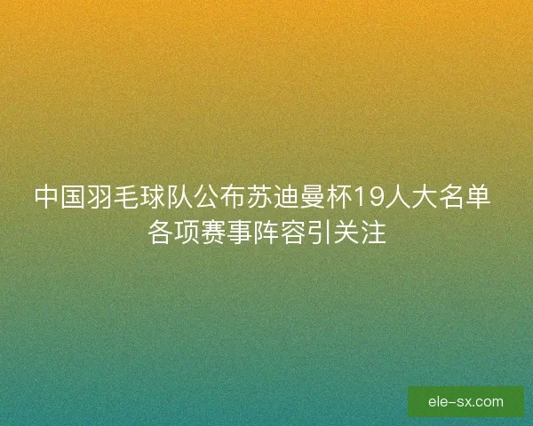 中国羽毛球队公布苏迪曼杯19人大名单 各项赛事阵容引关注